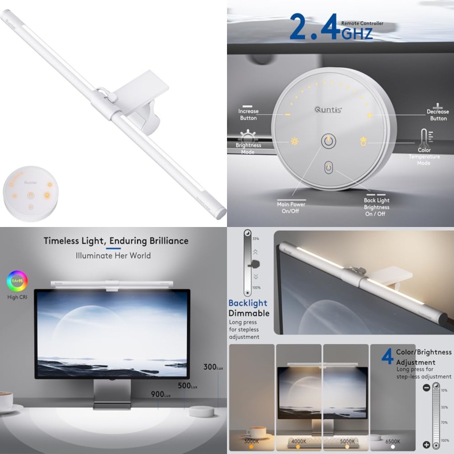 Desk Setup Home - Barre lumineuse pour moniteur avec télécommande,
