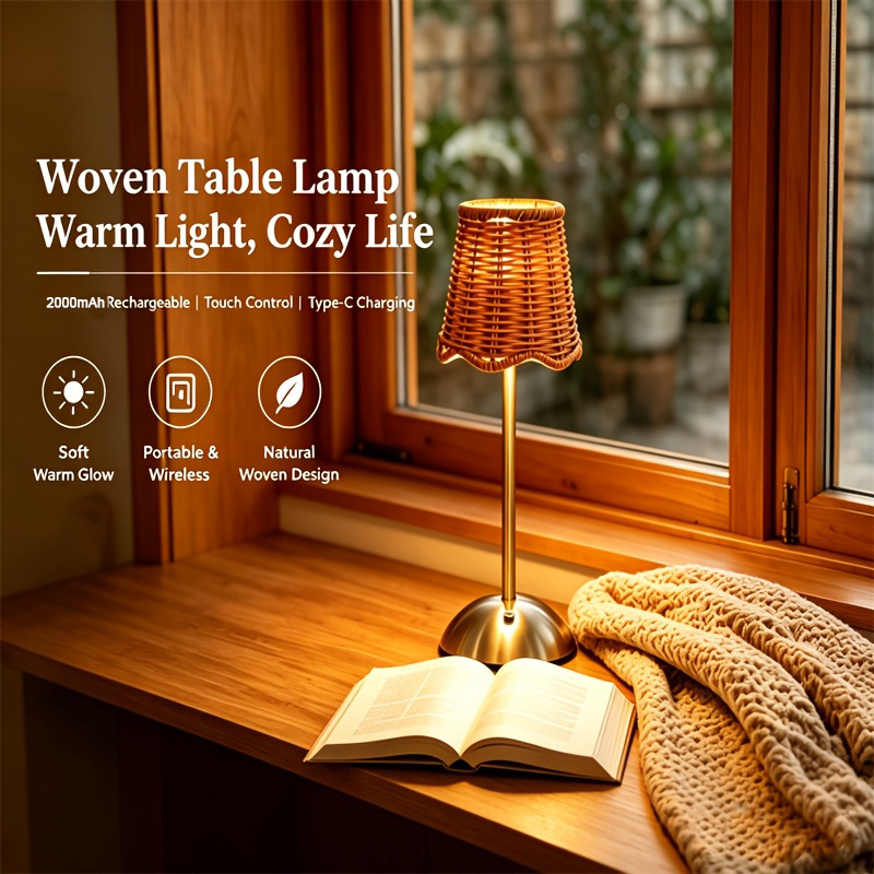 Desk Setup Lamp - Lampe de table artistique en rotin