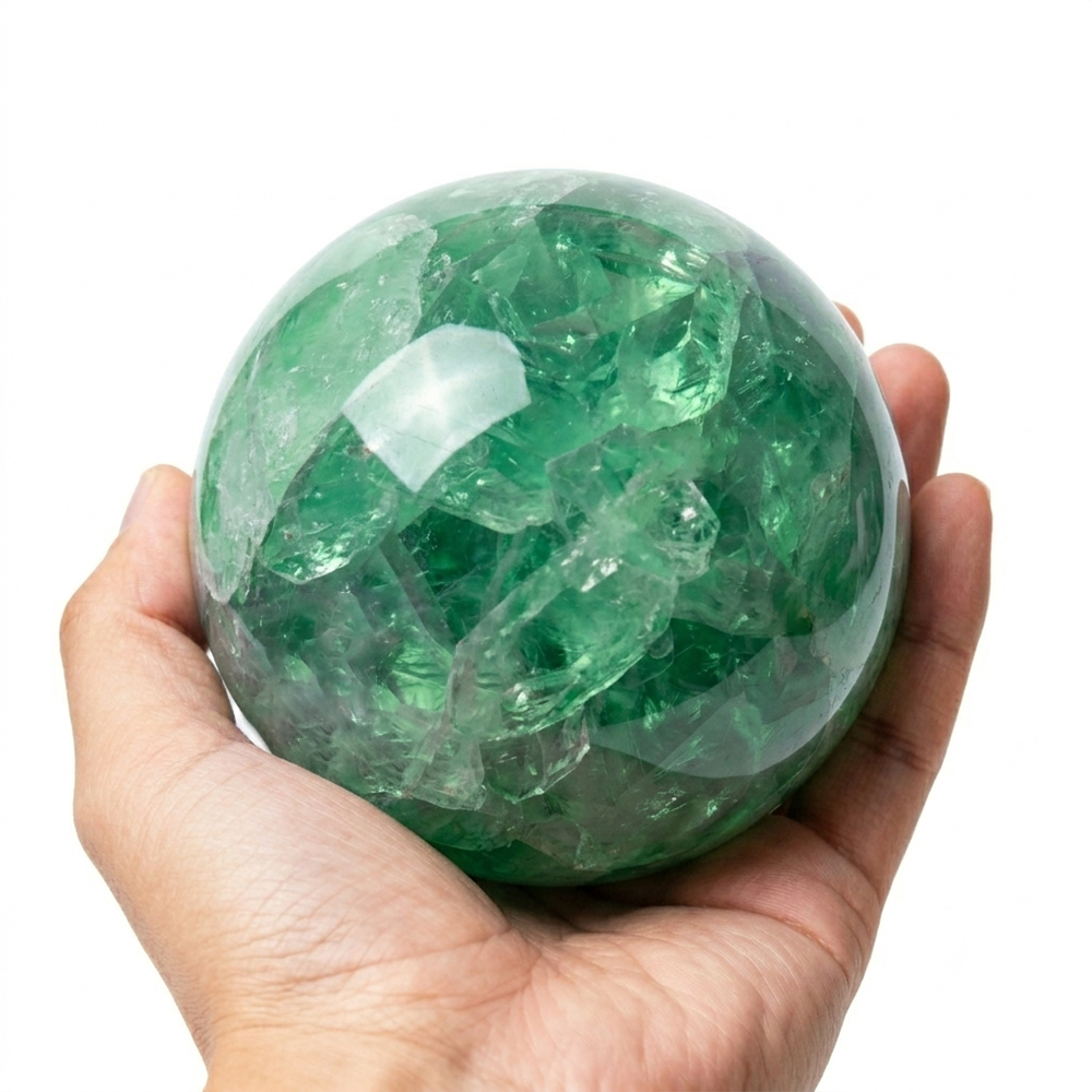 Desk Setup Home - Boule de cristal de fluorite verte