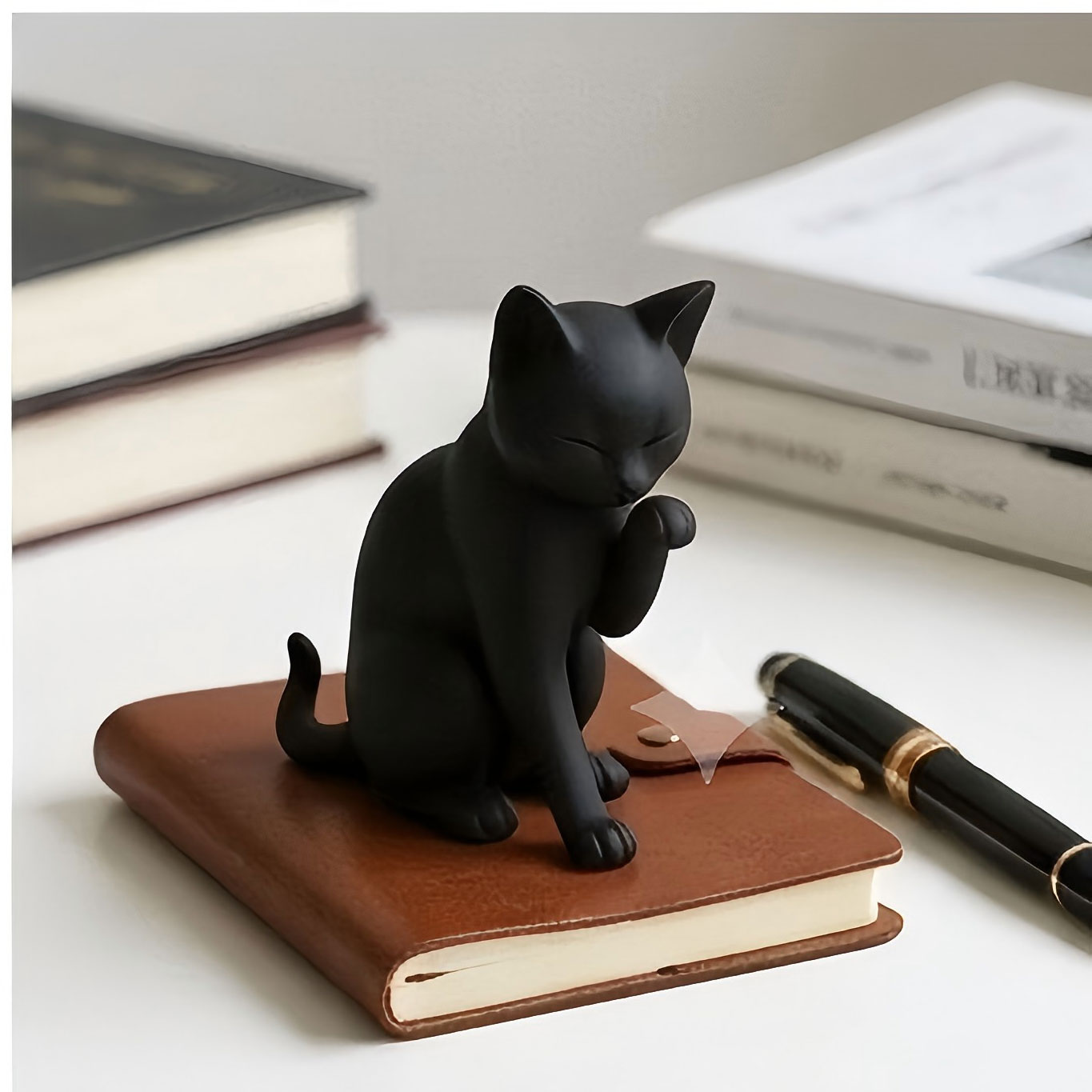 Desk Setup Workspace - Figurine 3D Minimaliste Chat Coiffeur pour