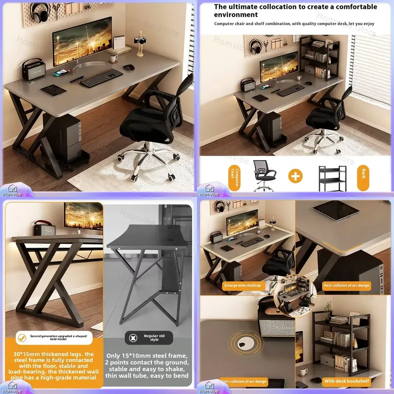 Desk Setup L Shaped - Bureau d'ordinateur moderne en bois pour