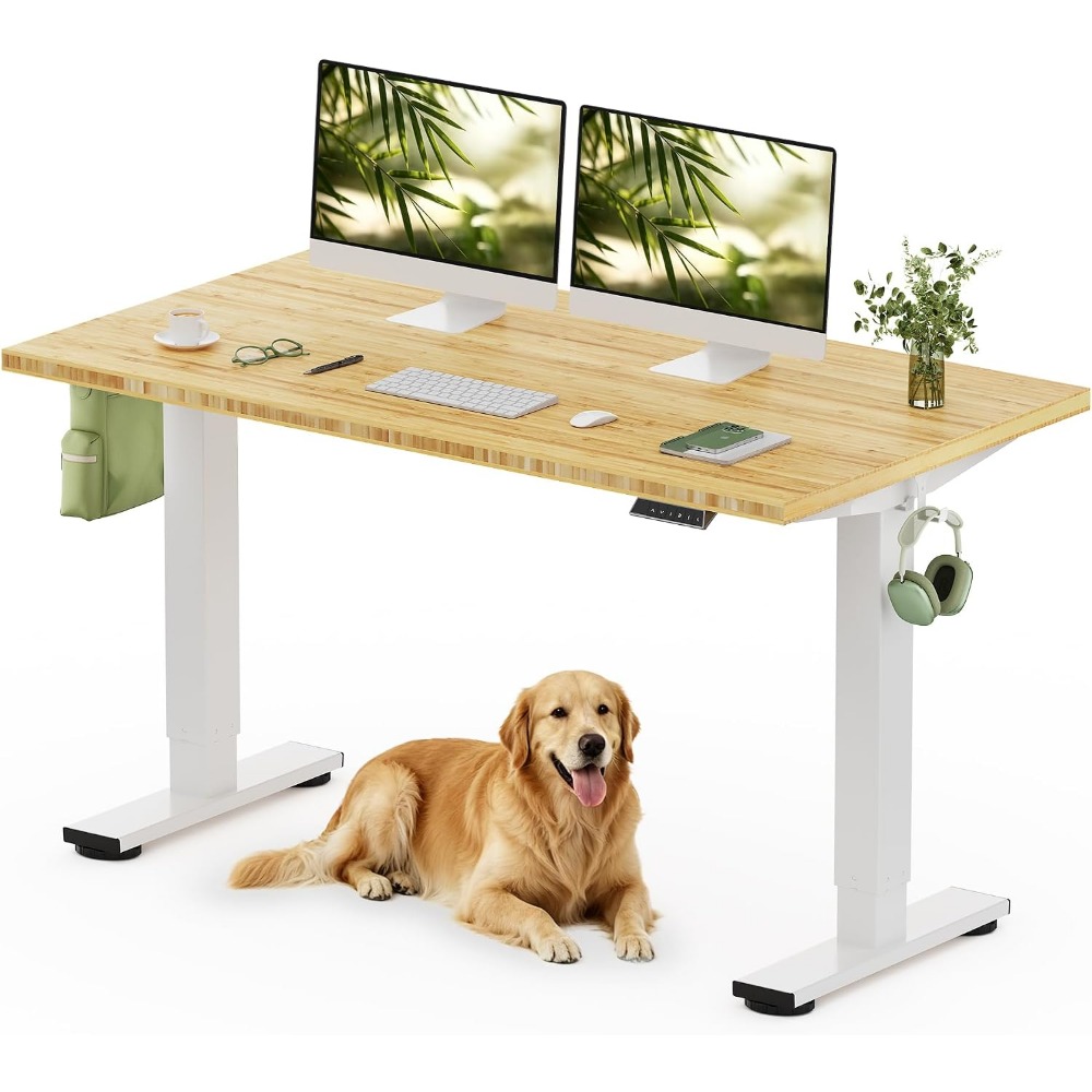 Desk Setup Nature - FLEXISPOT Bureau debout en bambou massif