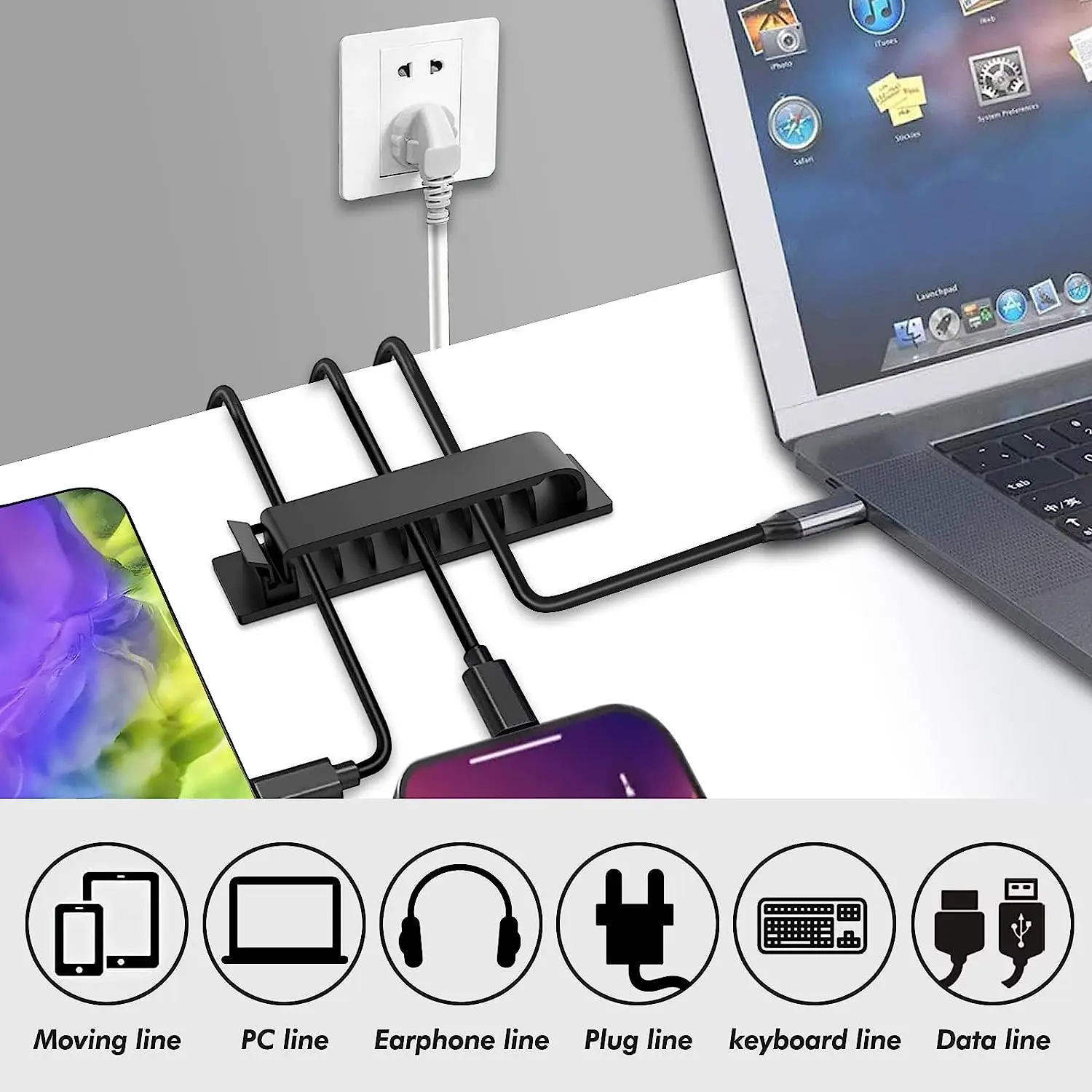 Organisateur de câbles, Clips  - Desk Setup Cable Management avis et prix