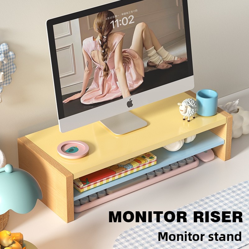 Support de moniteur en bois av - Desk Setup Workspace avis et prix