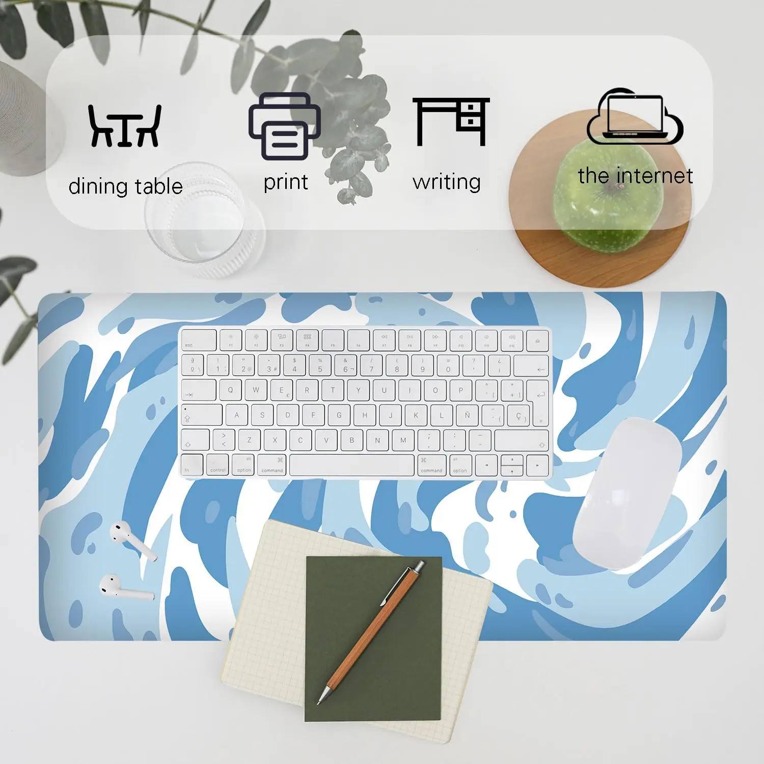 Tapis de souris de jeu à motif - Desk Setup Blue avis et prix