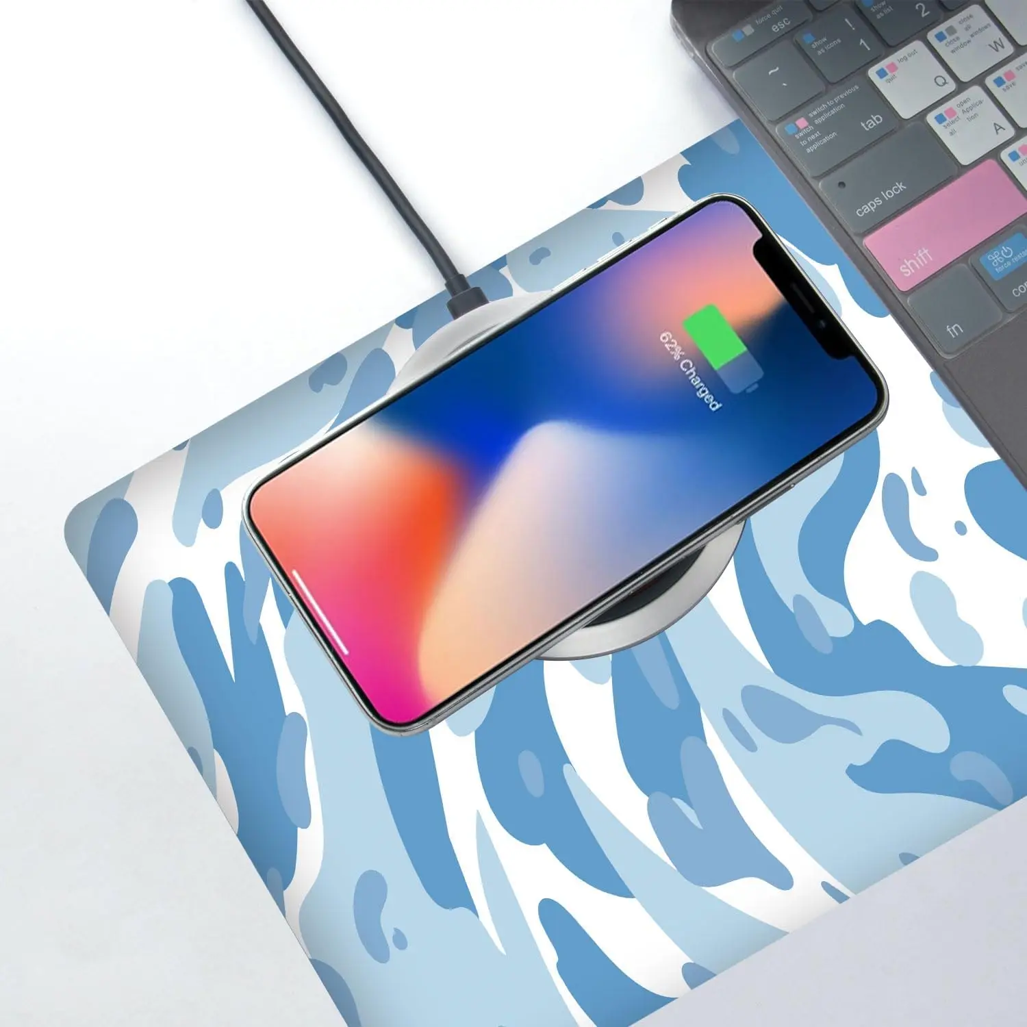 Tapis de souris de jeu à motif - Desk Setup Blue avis et prix