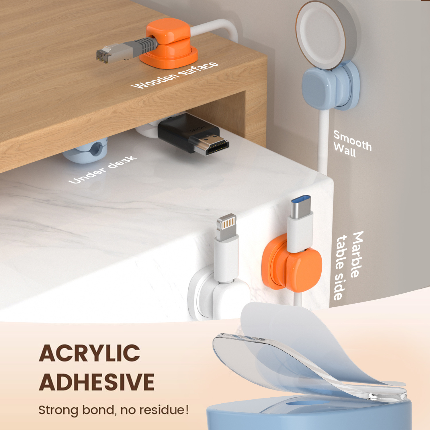 Organisateur de câbles adhésif - Desk Setup Cable Management avis et prix