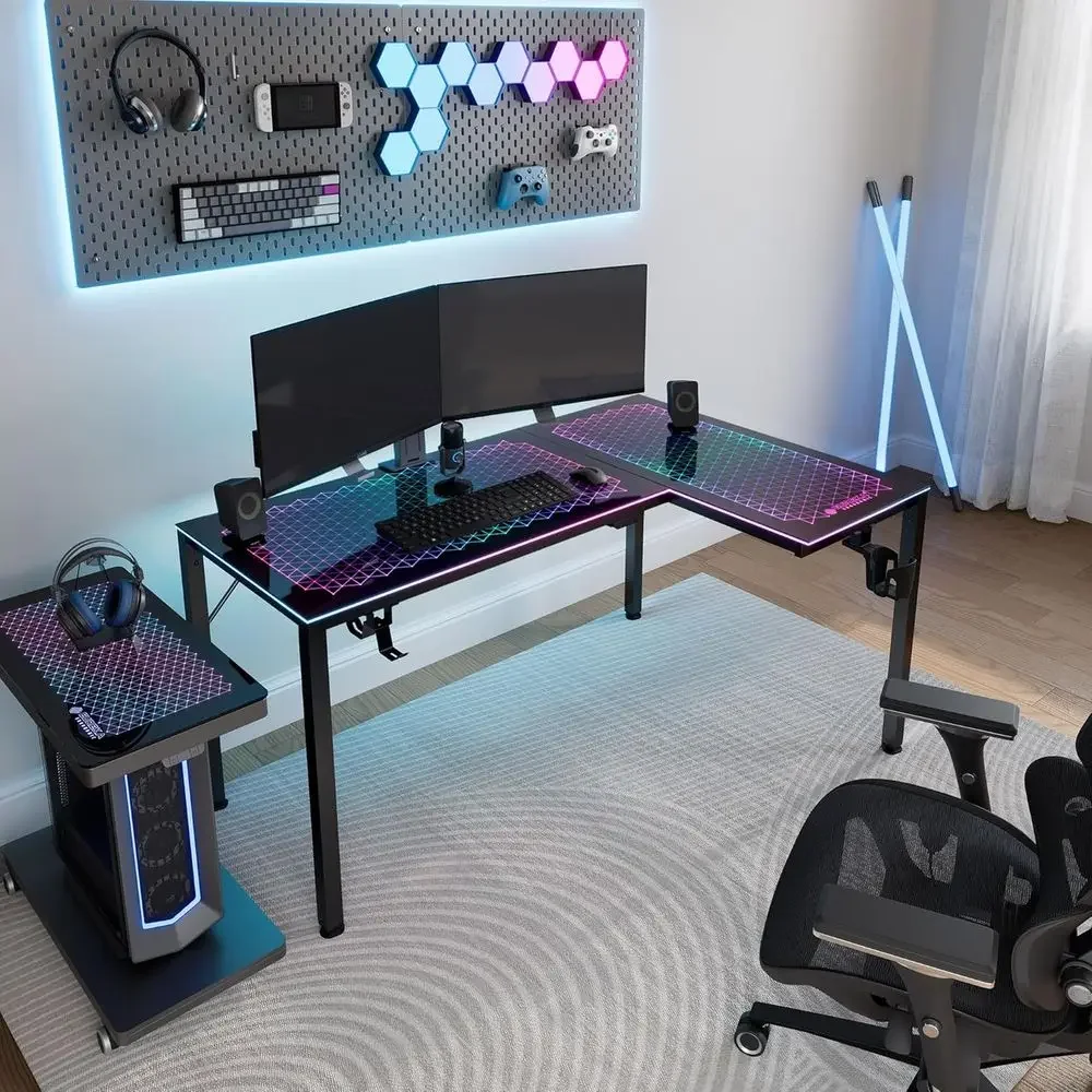 Bureau de jeu en verre réversi - Desk Setup L Shaped avis et prix
