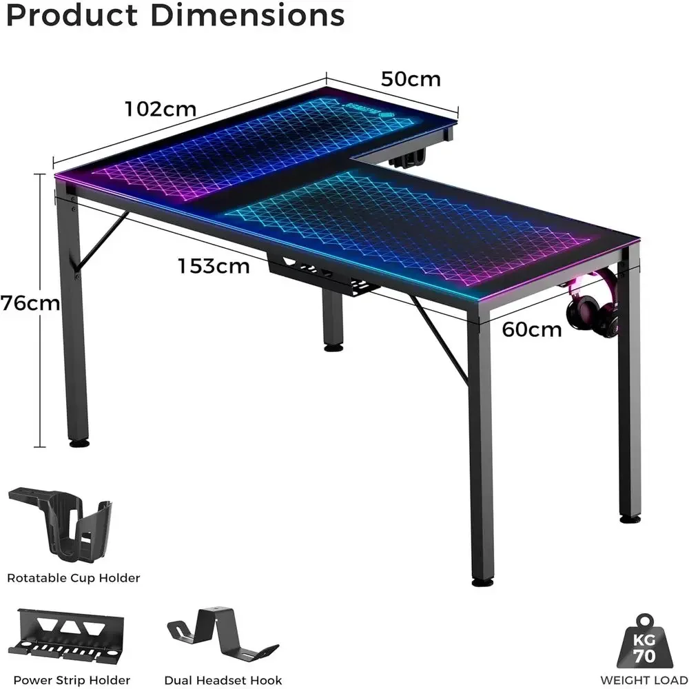 Bureau de jeu en verre réversi - Desk Setup L Shaped avis et prix