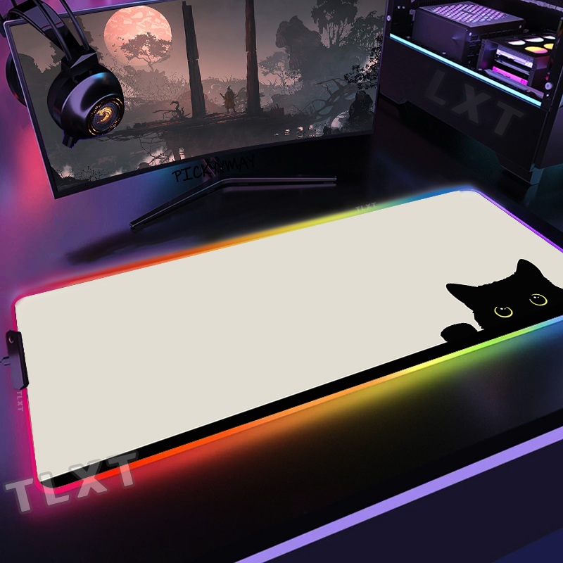 Grand tapis de souris RGB chat - Desk Setup Blue avis et prix